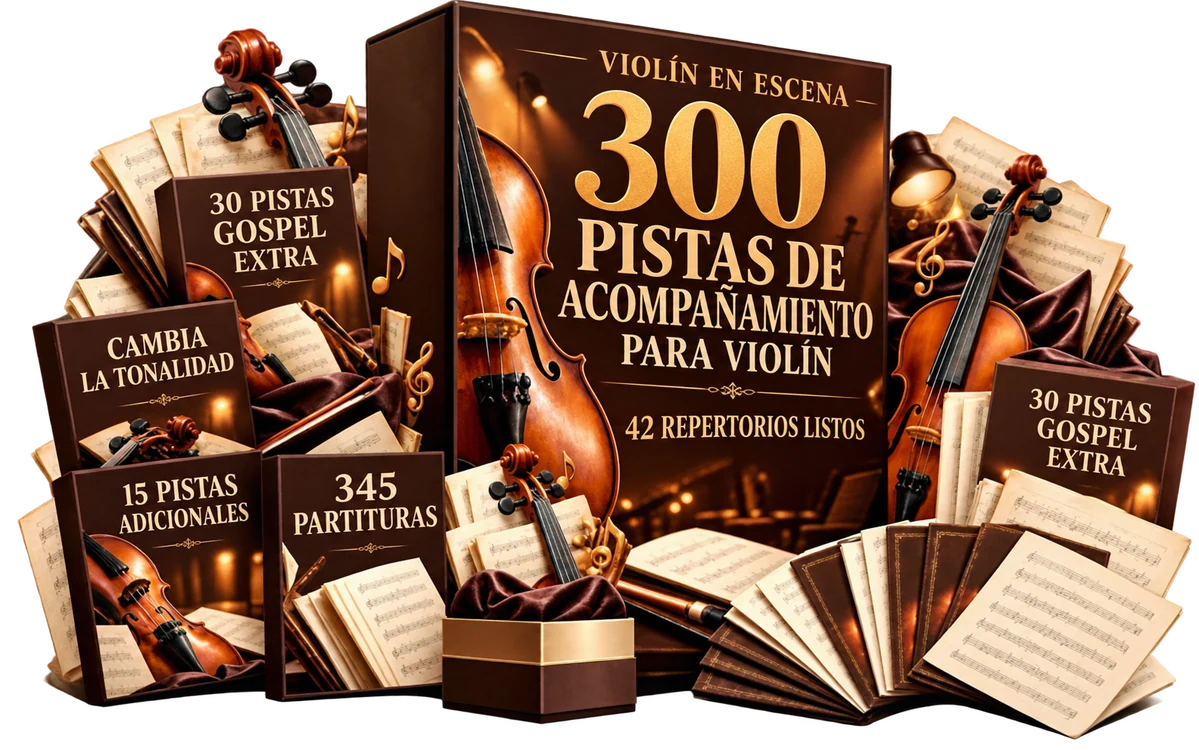 Biblioteca Violín en Escena con 300 pistas, 42 repertorios y cuatro bonos